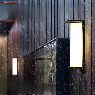 Modern Black Metal Geometric Outdoor LED Wall Light Zawala Image - 4