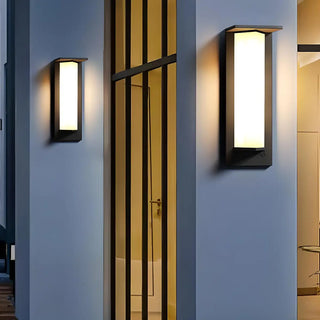 Modern Black Metal Geometric Outdoor LED Wall Light Zawala Image - 7