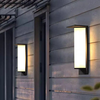 Modern Black Metal Geometric Outdoor LED Wall Light Zawala Image - 8