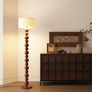Elegant Pleated Cone Shade Stacked Ball Floor Lamp Zawala Image - 10