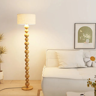 Elegant Pleated Cone Shade Stacked Ball Floor Lamp Zawala Image - 11