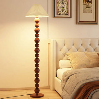 Elegant Pleated Cone Shade Stacked Ball Floor Lamp Zawala Image - 12