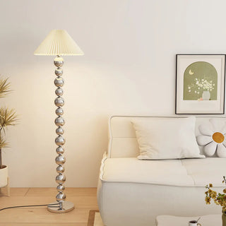 Elegant Pleated Cone Shade Stacked Ball Floor Lamp Zawala Image - 14