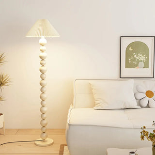 Elegant Pleated Cone Shade Stacked Ball Floor Lamp Zawala Image - 15