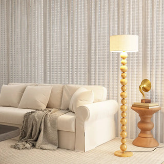 Elegant Pleated Cone Shade Stacked Ball Floor Lamp Zawala Image - 16