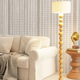 Elegant Pleated Cone Shade Stacked Ball Floor Lamp Zawala Image - 17