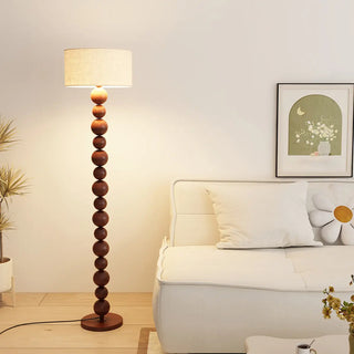 Elegant Pleated Cone Shade Stacked Ball Floor Lamp Zawala Image - 2