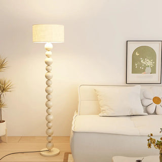 Elegant Pleated Cone Shade Stacked Ball Floor Lamp Zawala Image - 3