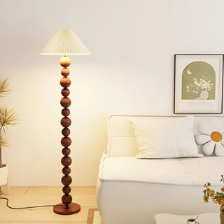 Elegant Pleated Cone Shade Stacked Ball Floor Lamp Zawala Image - 4
