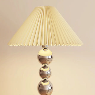 Elegant Pleated Cone Shade Stacked Ball Floor Lamp Zawala Image - 6
