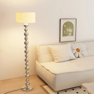 Elegant Pleated Cone Shade Stacked Ball Floor Lamp Zawala Image - 8