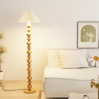 Elegant Pleated Cone Shade Stacked Ball Floor Lamp Zawala Image - 9