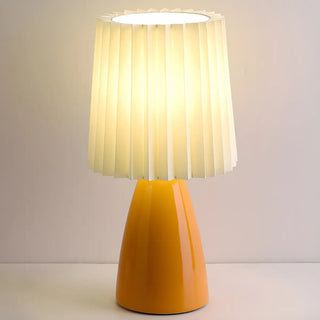 Simple Pleated Column Fabric Cone Ceramic Table Lamp Zawala Image - 10