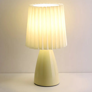 Simple Pleated Column Fabric Cone Ceramic Table Lamp Zawala Image - 11