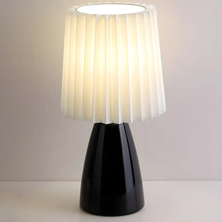 Simple Pleated Column Fabric Cone Ceramic Table Lamp Zawala Image - 12