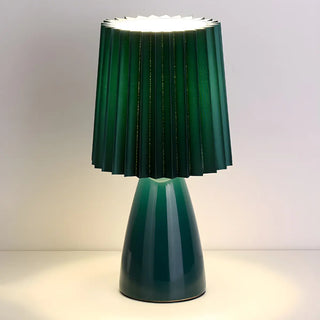 Simple Pleated Column Fabric Cone Ceramic Table Lamp Zawala Image - 13