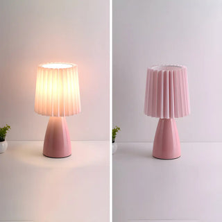 Simple Pleated Column Fabric Cone Ceramic Table Lamp Zawala Image - 15