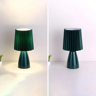 Simple Pleated Column Fabric Cone Ceramic Table Lamp Zawala Image - 16