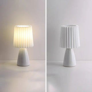 Simple Pleated Column Fabric Cone Ceramic Table Lamp Zawala Image - 17