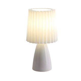 Simple Pleated Column Fabric Cone Ceramic Table Lamp Zawala Image - 21