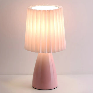 Simple Pleated Column Fabric Cone Ceramic Table Lamp Zawala Image - 9
