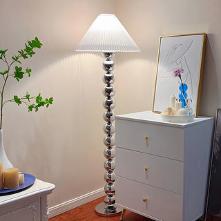 Pleated Shade Modern Stacked Ball Steel Floor Lamp Zawala Image - 12