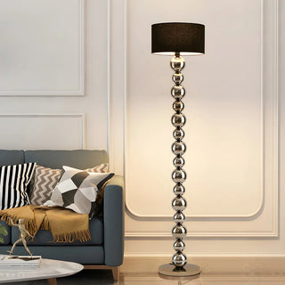 Pleated Shade Modern Stacked Ball Steel Floor Lamp Zawala Image - 3
