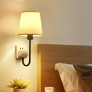 Fabric Shade Bedroom Cylinder Plug-in Wall Lamp Zawala Image - 1