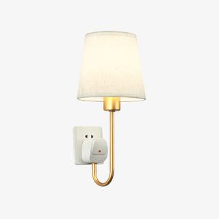 Fabric Shade Bedroom Cylinder Plug-in Wall Lamp Zawala Image - 12