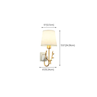 Fabric Shade Bedroom Cylinder Plug-in Wall Lamp Zawala #size