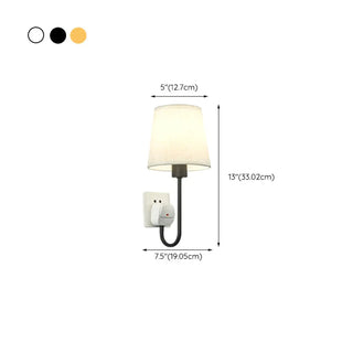 Fabric Shade Bedroom Cylinder Plug-in Wall Lamp Zawala Image - 20