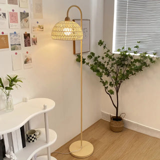 Natural Woven Rattan Dome Living Room Floor Lamp Zawala Image - 1
