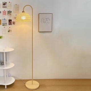 Natural Woven Rattan Dome Living Room Floor Lamp Zawala Image - 2