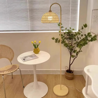 Natural Woven Rattan Dome Living Room Floor Lamp Zawala Image - 4