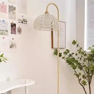 Natural Woven Rattan Dome Living Room Floor Lamp Zawala Image - 8