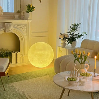 Modern White Moon Sphere Floor Lamp with Rocker Switch Zawala Image - 3