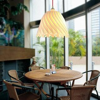 ZOWALA - Sculptural Dining Room White Resin Swirl Pendant Light Image - 1