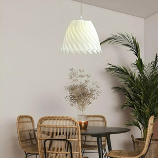 ZOWALA - Sculptural Dining Room White Resin Swirl Pendant Light Image - 2