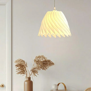 ZOWALA - Sculptural Dining Room White Resin Swirl Pendant Light Image - 3