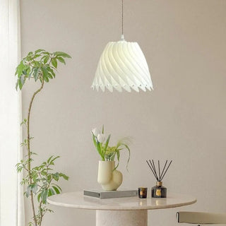 ZOWALA - Sculptural Dining Room White Resin Swirl Pendant Light Image - 4