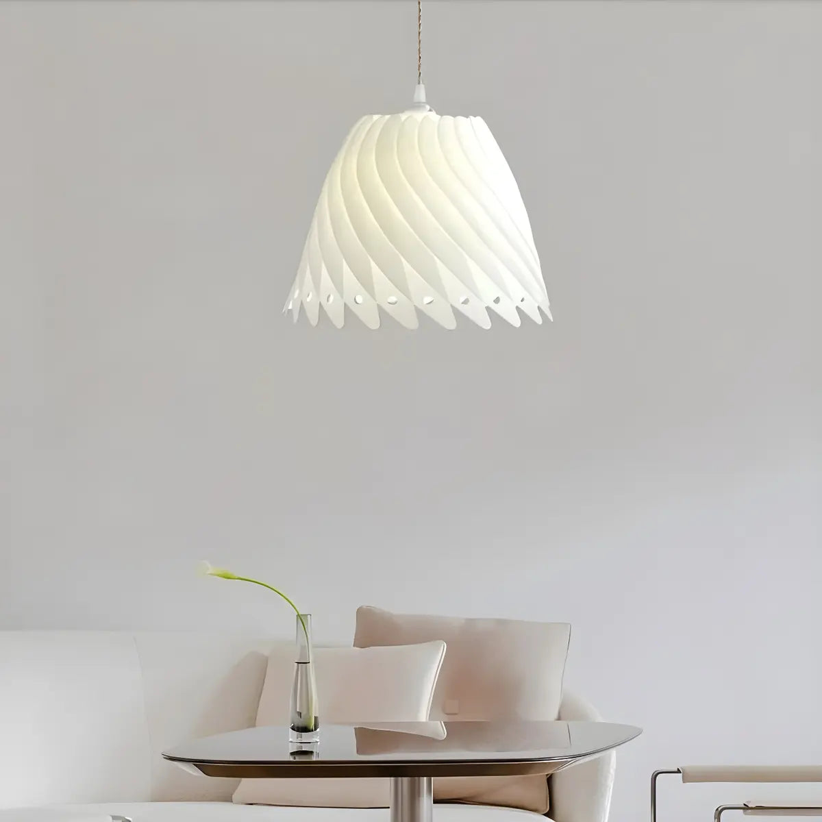 White Resin Swirl Pendant Light for Dining Room