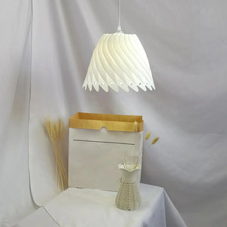 ZOWALA - Sculptural Dining Room White Resin Swirl Pendant Light Image - 6