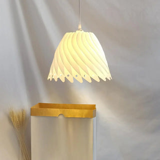 ZOWALA - Sculptural Dining Room White Resin Swirl Pendant Light Image - 7