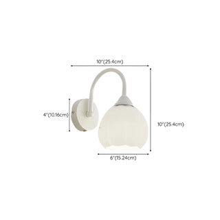 ZOWALA - Modern White Ribbed Glass Dome Wall Sconce Image - 10
