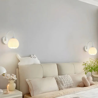 ZOWALA - Modern White Ribbed Glass Dome Wall Sconce Image - 2