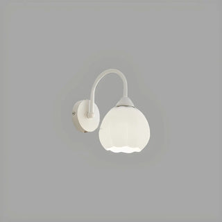 ZOWALA - Modern White Ribbed Glass Dome Wall Sconce Image - 5