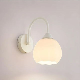 ZOWALA - Modern White Ribbed Glass Dome Wall Sconce Image - 7
