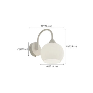 ZOWALA - Modern White Ribbed Glass Dome Wall Sconce #size