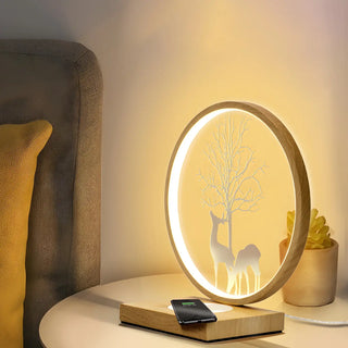Stylish Creative Deer Silhouette Circle Table Lamp Zawala Image - 2