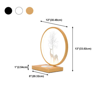 Stylish Creative Deer Silhouette Circle Table Lamp Zawala #size